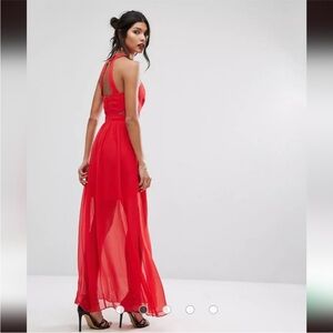 BCBGeneration Chiffon Lace Double Slit Cutout Gown